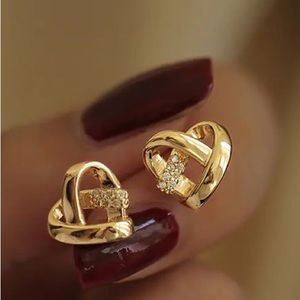 Dainty Cubic Zirconia & Gold Heart Earrings